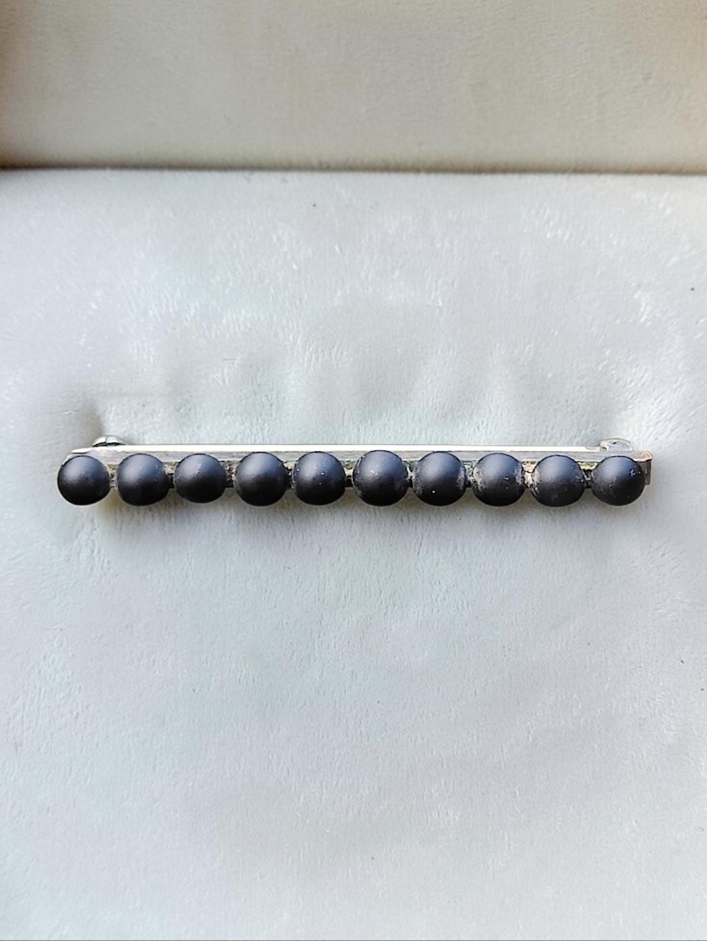 Antique Victorian Black Jet Mourning Bar Brooch